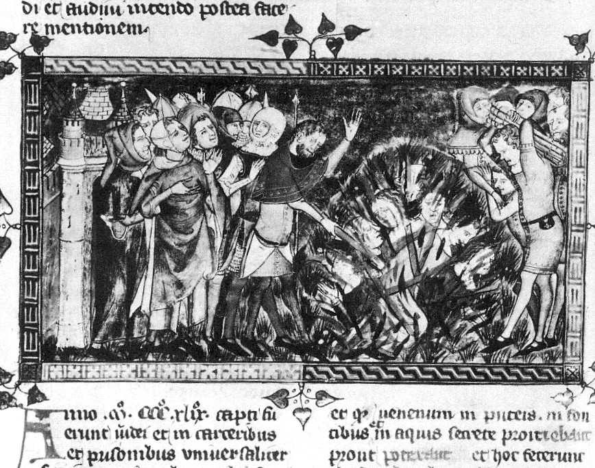 上图:1349年黑死病期间,欧洲人把犹太人当作替罪羊活活烧死(Royal Library of Belgium manuscript 1376/77)。1347年,欧洲爆发了黑死病,夺去了约30-60%人口的生命。被隔离在隔都(ghettos)里的犹太社区严格遵守利未记中的洁净条例,死亡率只有别的民族的一半。然而不好好读圣经的中世纪欧洲人不检讨自己糟糕的卫生习惯,却认为是犹太人投毒导致了黑死病,掀起了大规模迫害、屠杀犹太人的群众运动,许多地方政府也推波助澜。教宗克勉六世(Pope Clement VI ,1342-1352年在位)颁布两次教宗诏书来保护犹太人,但却无法阻止疯狂的群众和世俗政府。1348至1351年期间,大约发生了350次屠杀事件,摧毁了60个大犹太社区和150个小犹太社区,导致北欧的犹太人大规模迁往波兰和俄国,住在那里一直到二战爆发。